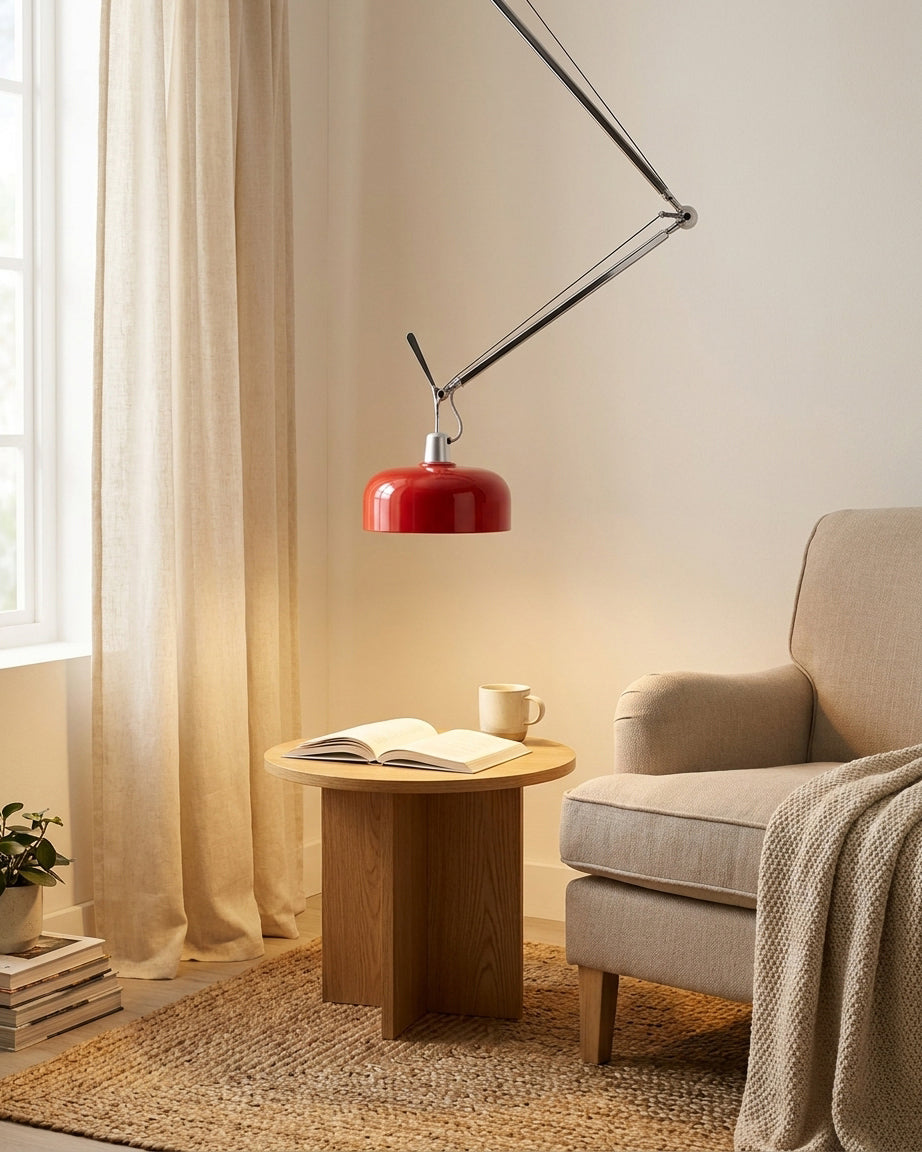 Rosso Curated Iron & Glass Pendant Light warm illuminated room view