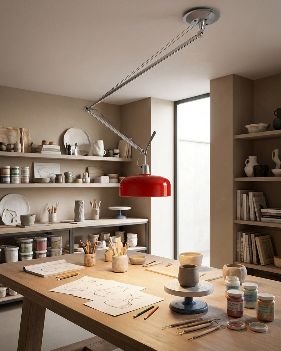Rosso Curated Iron & Glass Pendant Light – structural canopy joint detail