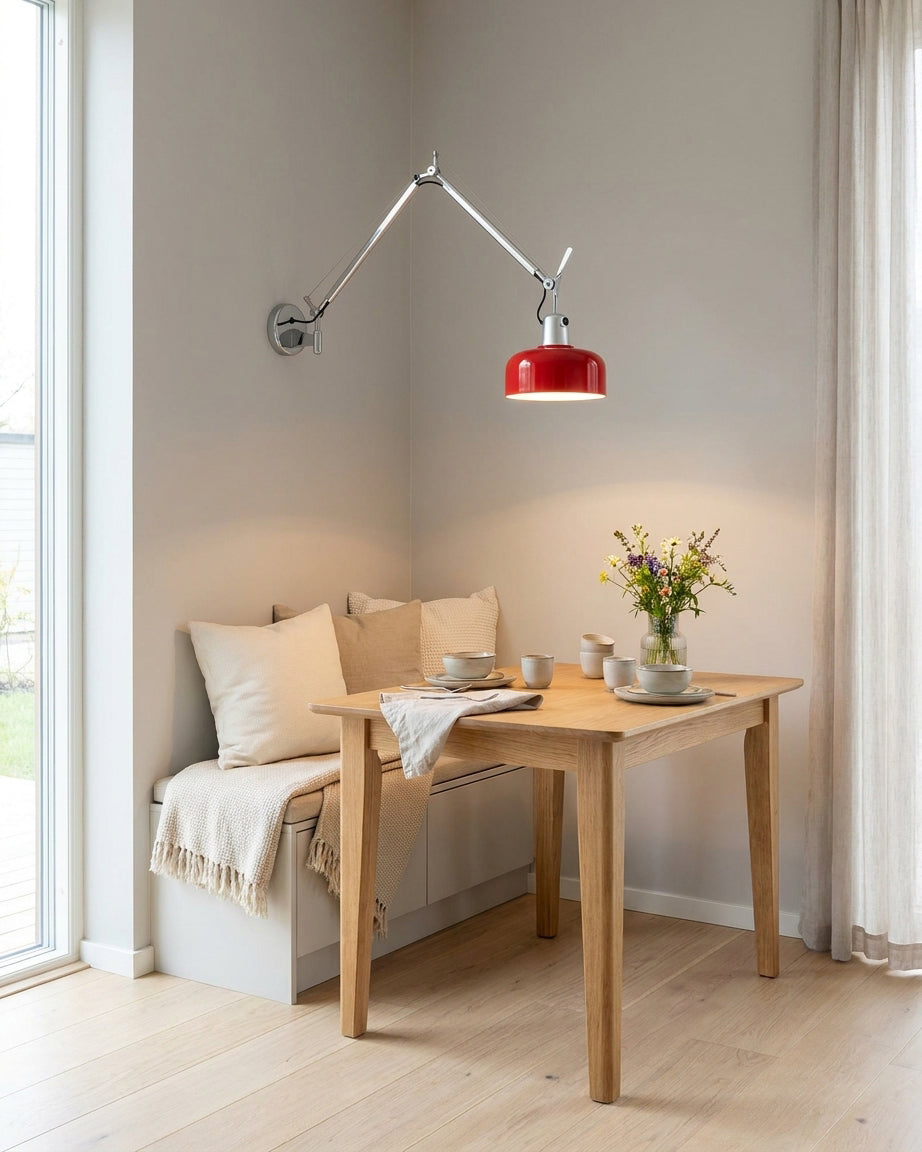 Rosso Swing Arm Curated Iron & Glass Wall Sconce – full fixture elevation view