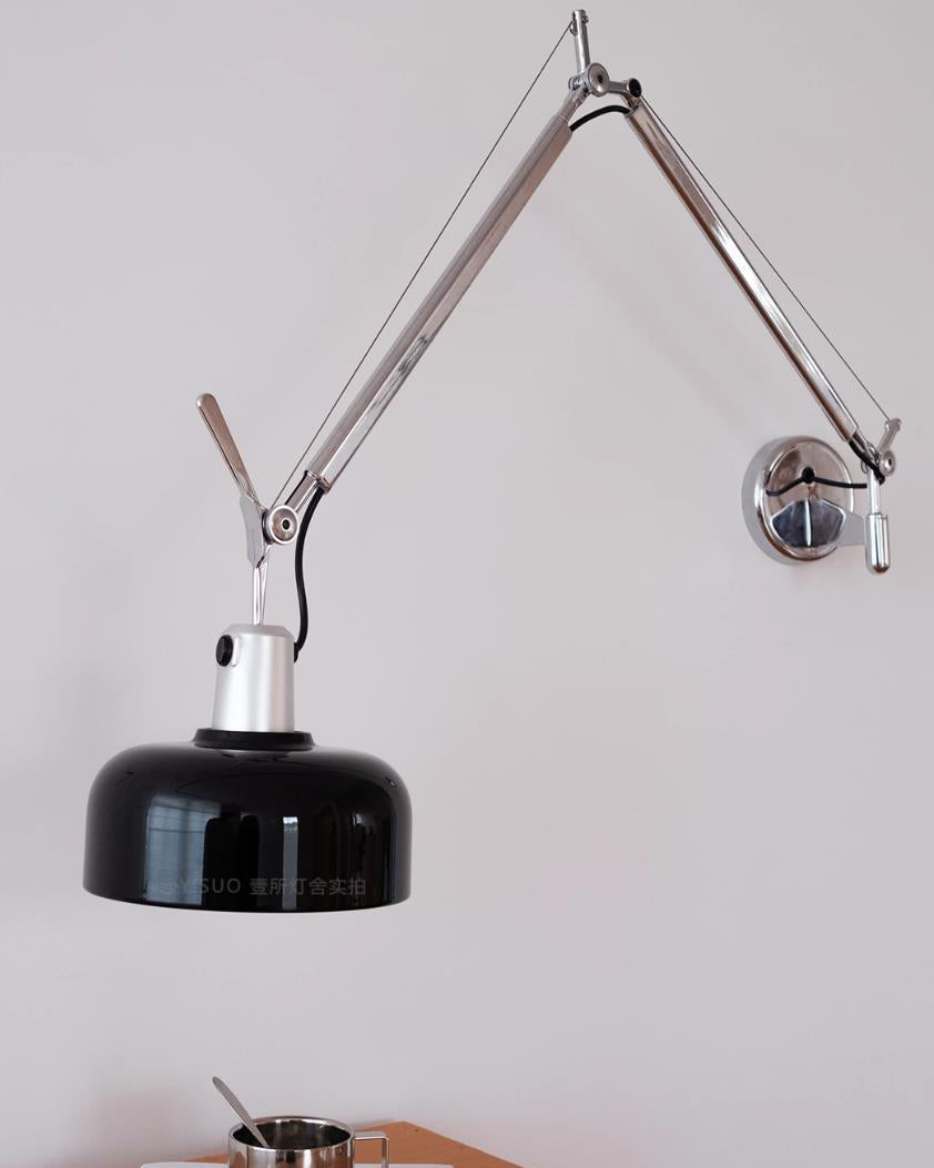 Rosso Swing Arm Curated Iron & Glass Wall Sconce – side angled contour profile