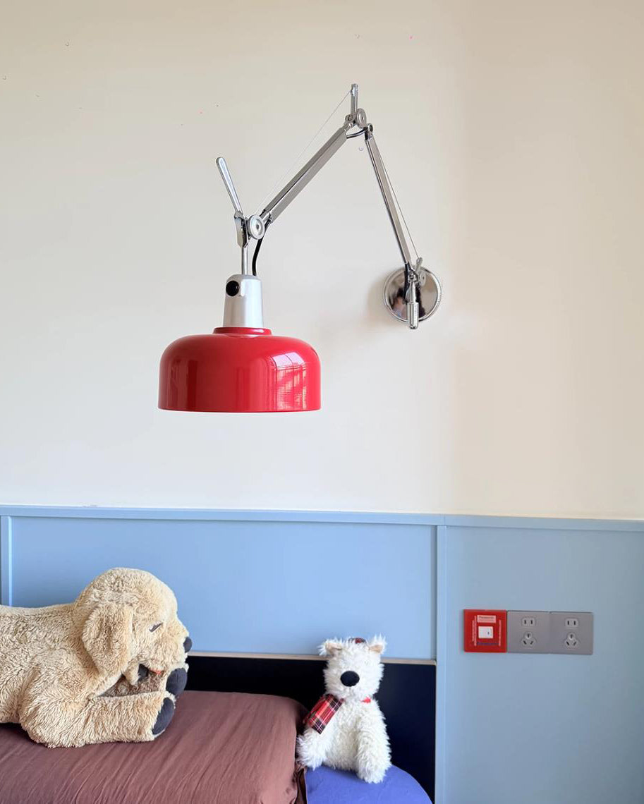 Iron & Glass craftsmanship detail on Rosso Swing Arm Curated Iron & Glass Wall Sconce