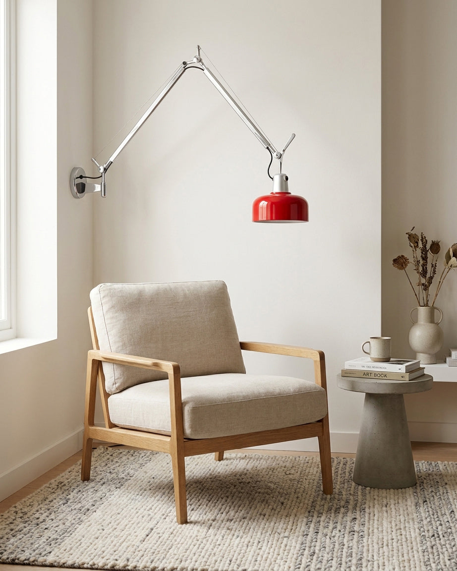 Rosso Swing Arm Curated Iron & Glass Wall Sconce – handcrafted surface texture