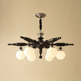 Rotating Stick Curated Mouth-Blown Frosted Glass – 6 Heads ∅ 40.2 x H 13.4  Dia 102cm x H 3 finish configuration