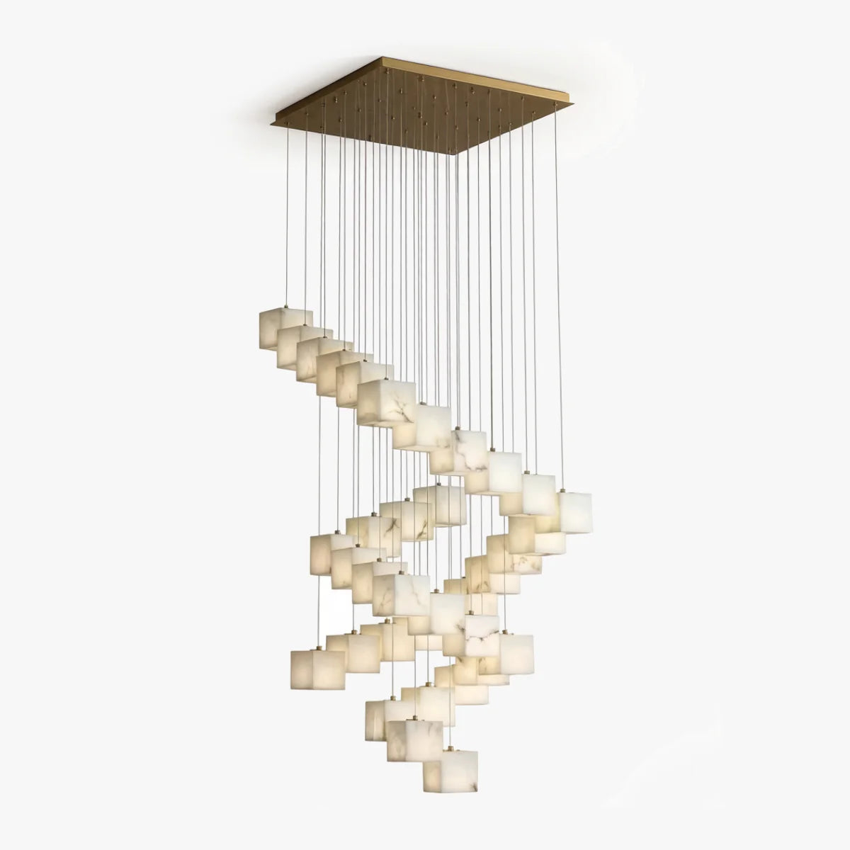 Chandelier | Marble & Solid Brass Rotating Box Chandelier | Grand Luxury Pendant Light for Villa & Dining Room | JINSHE | JINSHE