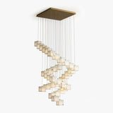 Chandelier | Marble & Solid Brass Rotating Box Chandelier | Grand Luxury Pendant Light for Villa & Dining Room | JINSHE | JINSHE