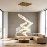 Chandelier View 4 | Marble & Solid Brass Rotating Box Chandelier | Grand Luxury Pendant Light for Villa & Dining Room | JINSHE | JINSHE