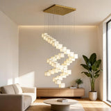 Chandelier View 12 | Marble & Solid Brass Rotating Box Chandelier | Grand Luxury Pendant Light for Villa & Dining Room | JINSHE | JINSHE