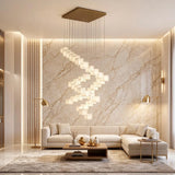 Chandelier View 5 | Marble & Solid Brass Rotating Box Chandelier | Grand Luxury Pendant Light for Villa & Dining Room | JINSHE | JINSHE