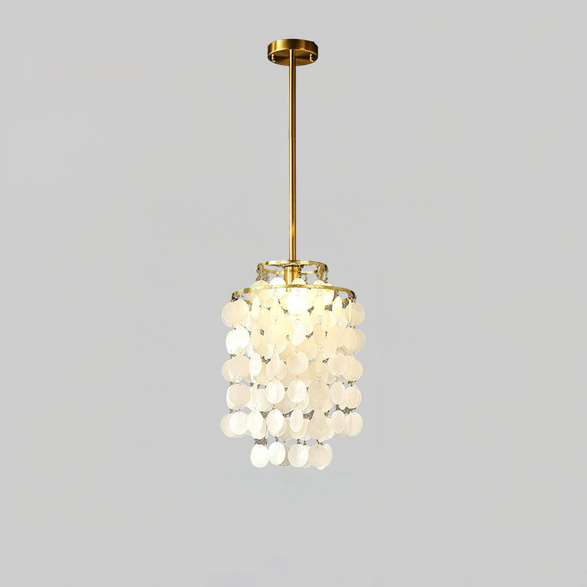 Round Shell Curated Iron & Glass Chandelier – architectural ceiling profile #1