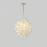 Round Shell Curated Iron & Glass Chandelier – dimensional scale reference #1