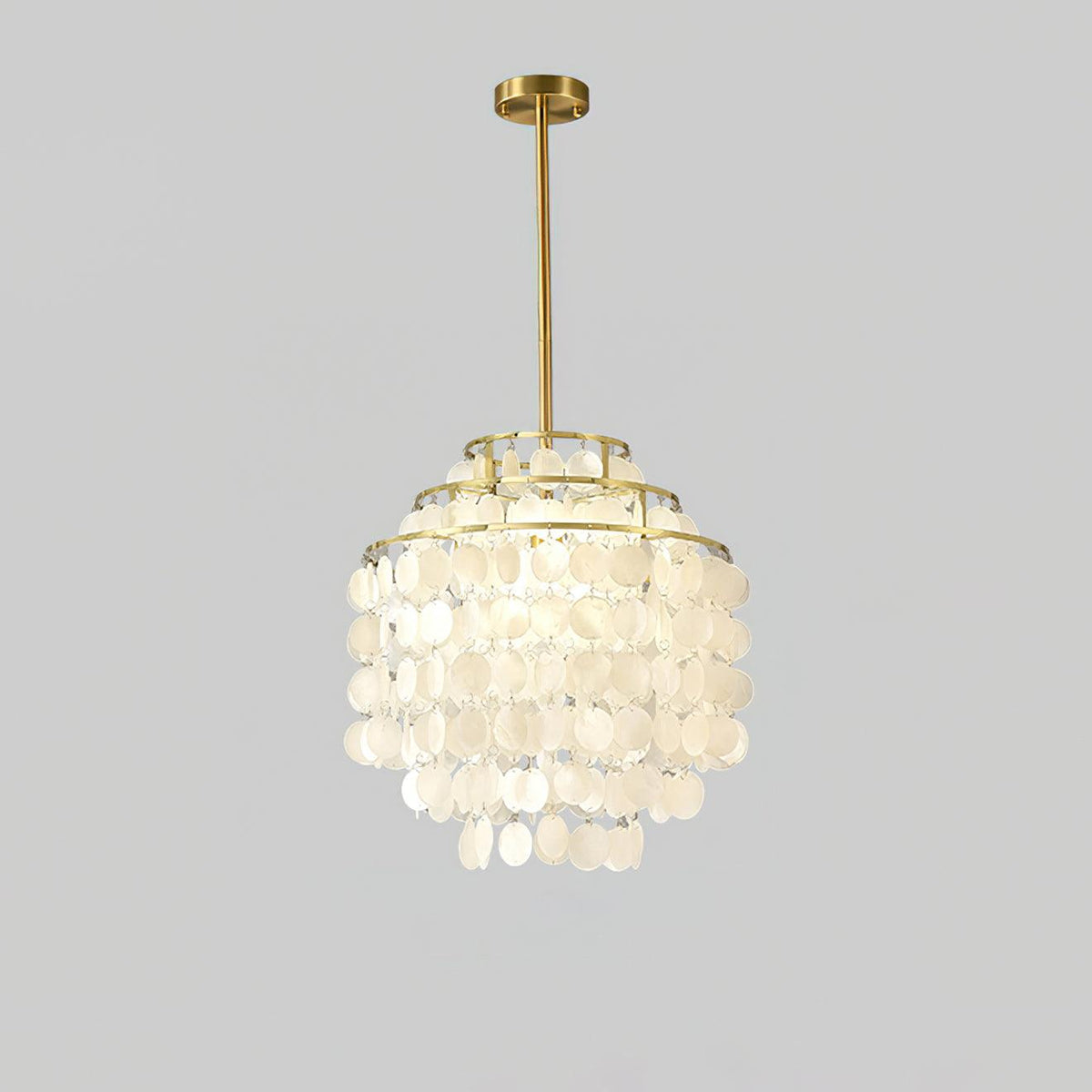 Round Shell Curated Iron & Glass Chandelier – handcrafted surface texture #1