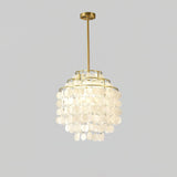 Round Shell Curated Iron & Glass Chandelier – handcrafted surface texture #1