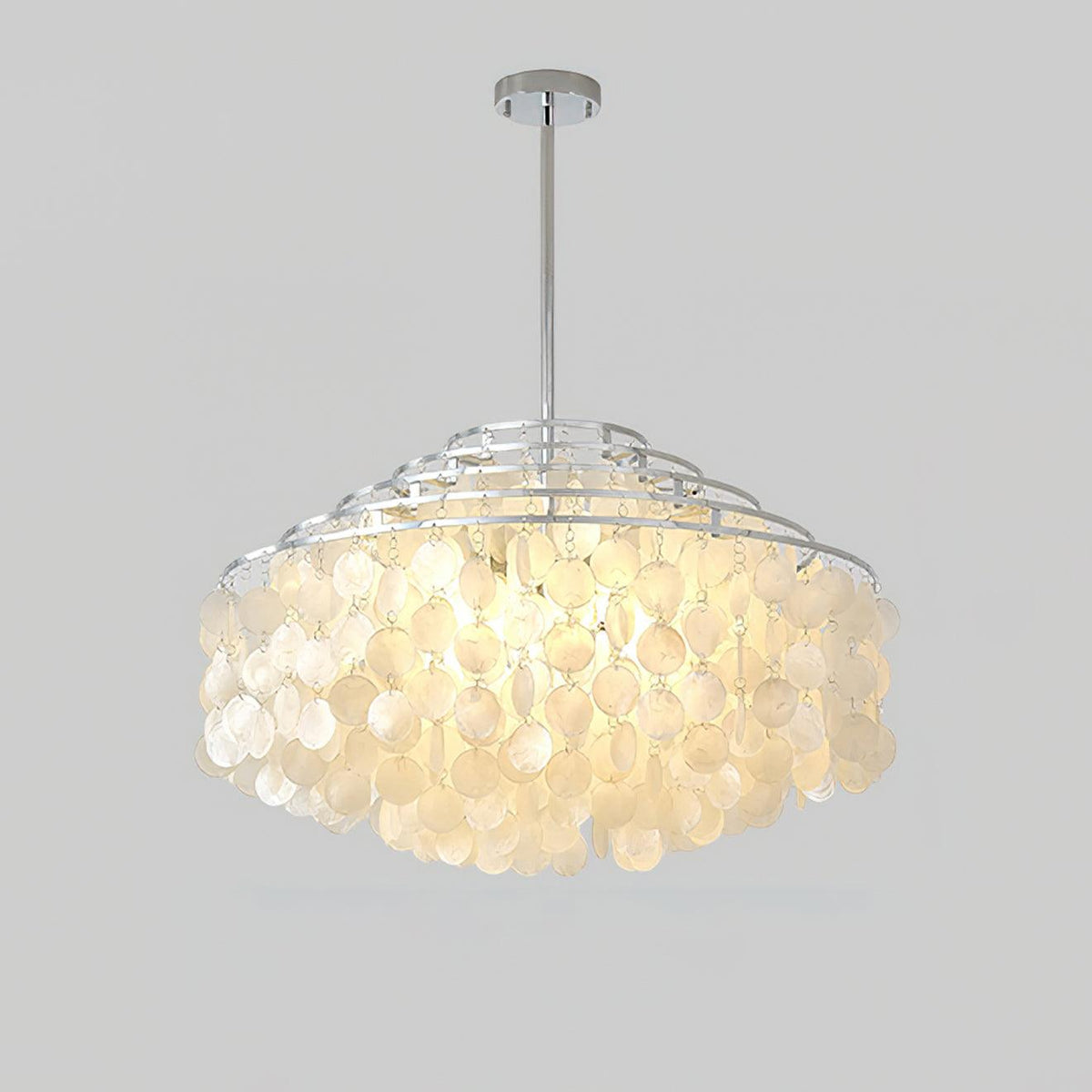 Round Shell Curated Iron & Glass Chandelier – 2 Layers ∅ 11 x H 17.7 finish configuration