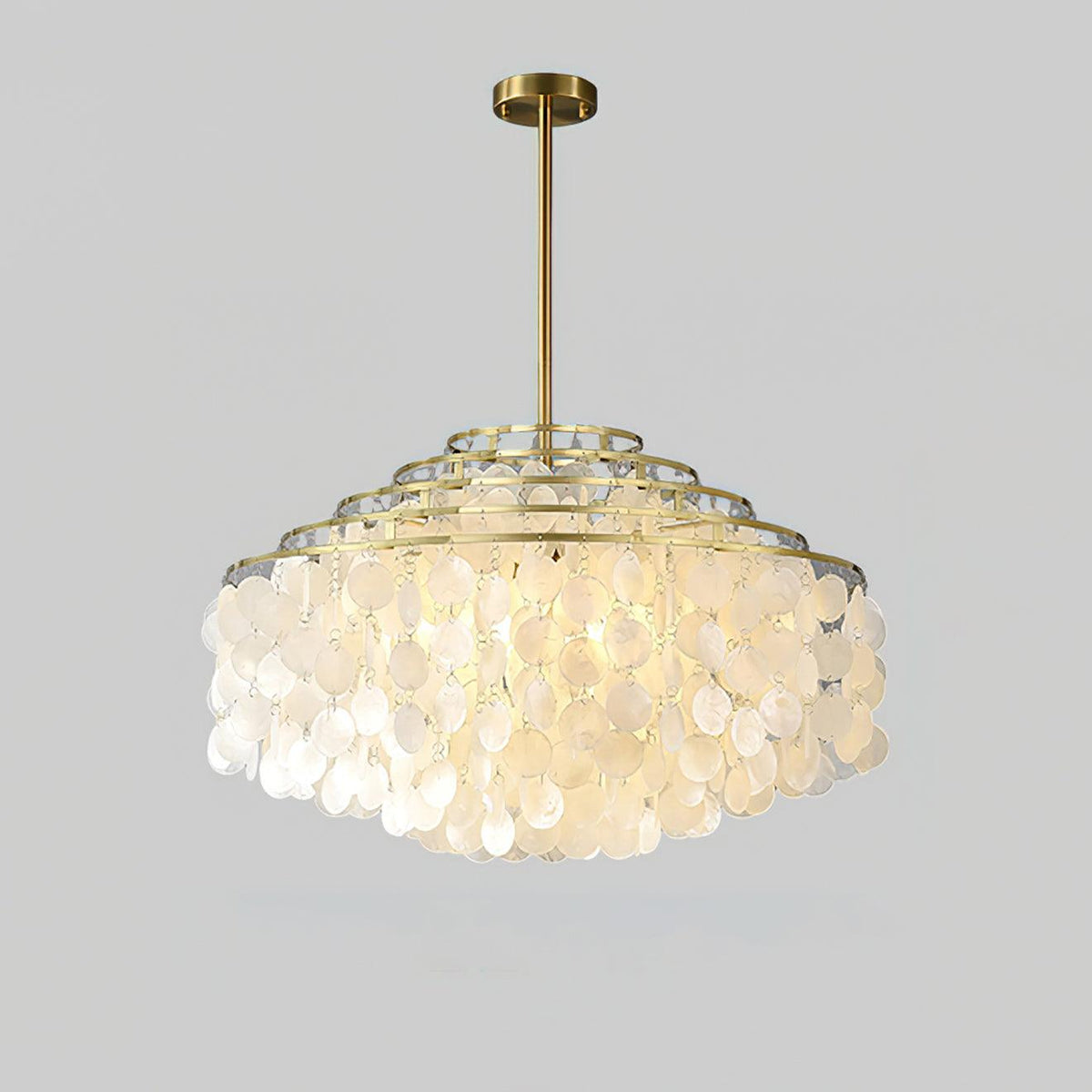 Round Shell Curated Iron & Glass Chandelier – 2 Layers ∅ 11 x H 17.7 finish configuration #1