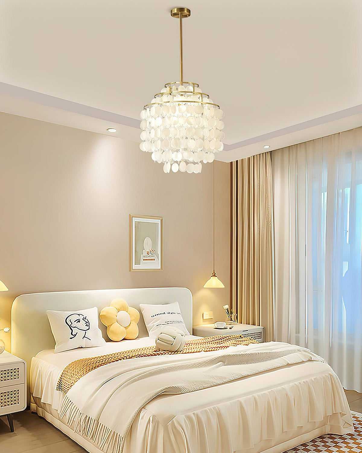 Round Shell Curated Iron & Glass Chandelier – structural canopy joint detail