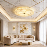 Spanish Alabaster Ceiling Light View 6 | Natural Spanish Alabaster Round Ceiling Light | Modern Luxury Lighting | JINSHE | JINSHE