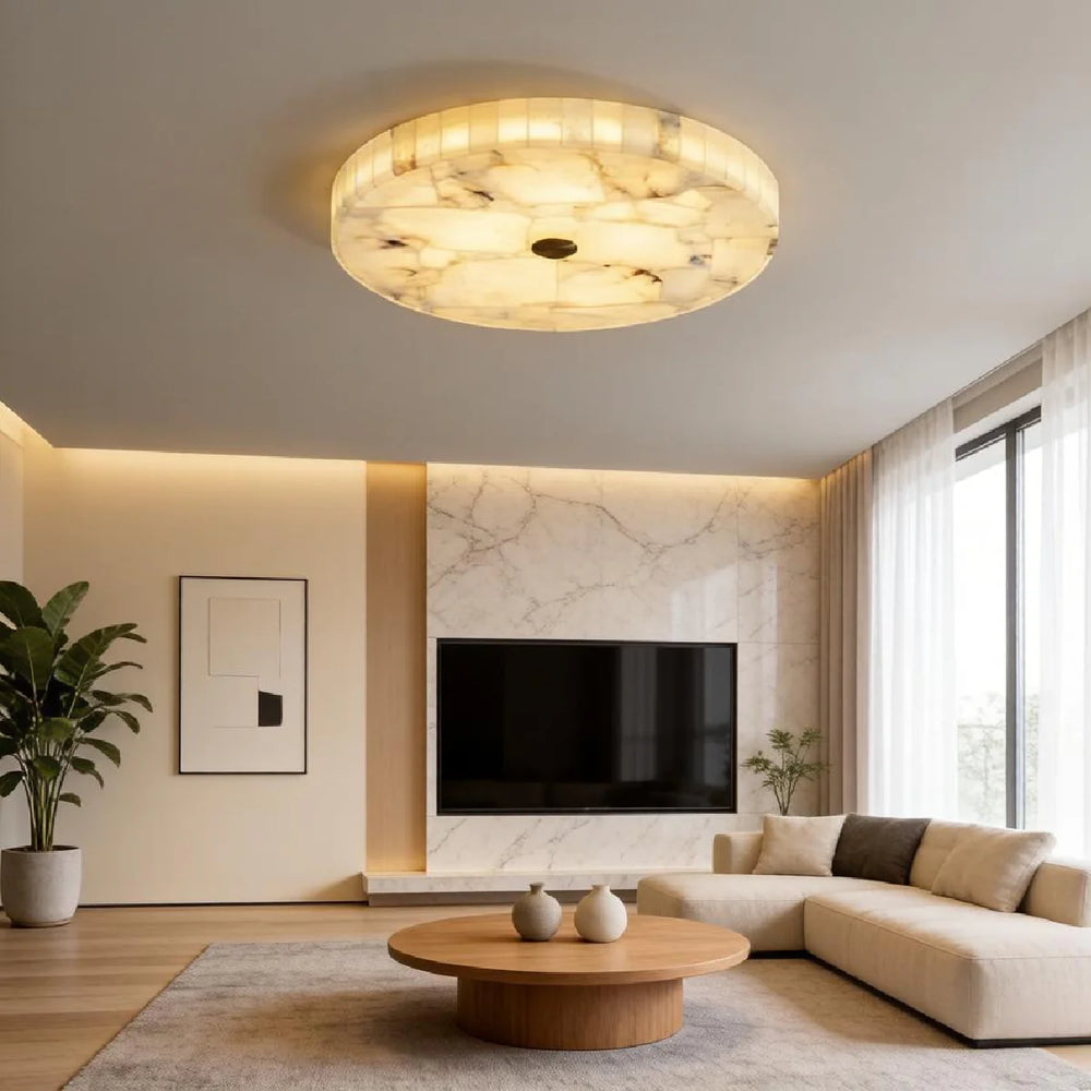 Round Alabaster Ceiling Light