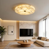 Spanish Alabaster Ceiling Light View 2 | Natural Spanish Alabaster Round Ceiling Light | Modern Luxury Lighting | JINSHE | JINSHE