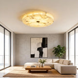 Spanish Alabaster Ceiling Light View 9 | Natural Spanish Alabaster Round Ceiling Light | Modern Luxury Lighting | JINSHE | JINSHE