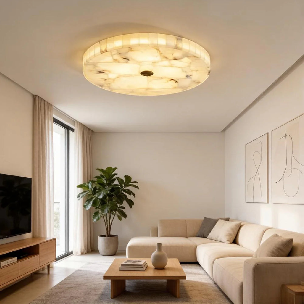 Round Alabaster Ceiling Light