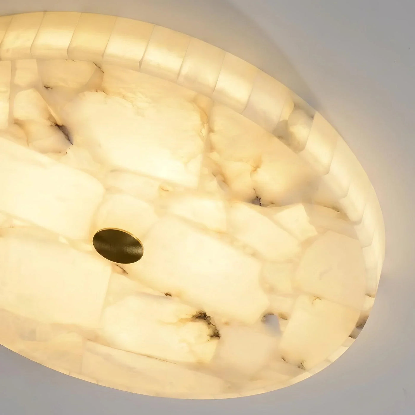 Spanish Alabaster Ceiling Light View 16 | Natural Spanish Alabaster Round Ceiling Light | Modern Luxury Lighting | JINSHE | JINSHE