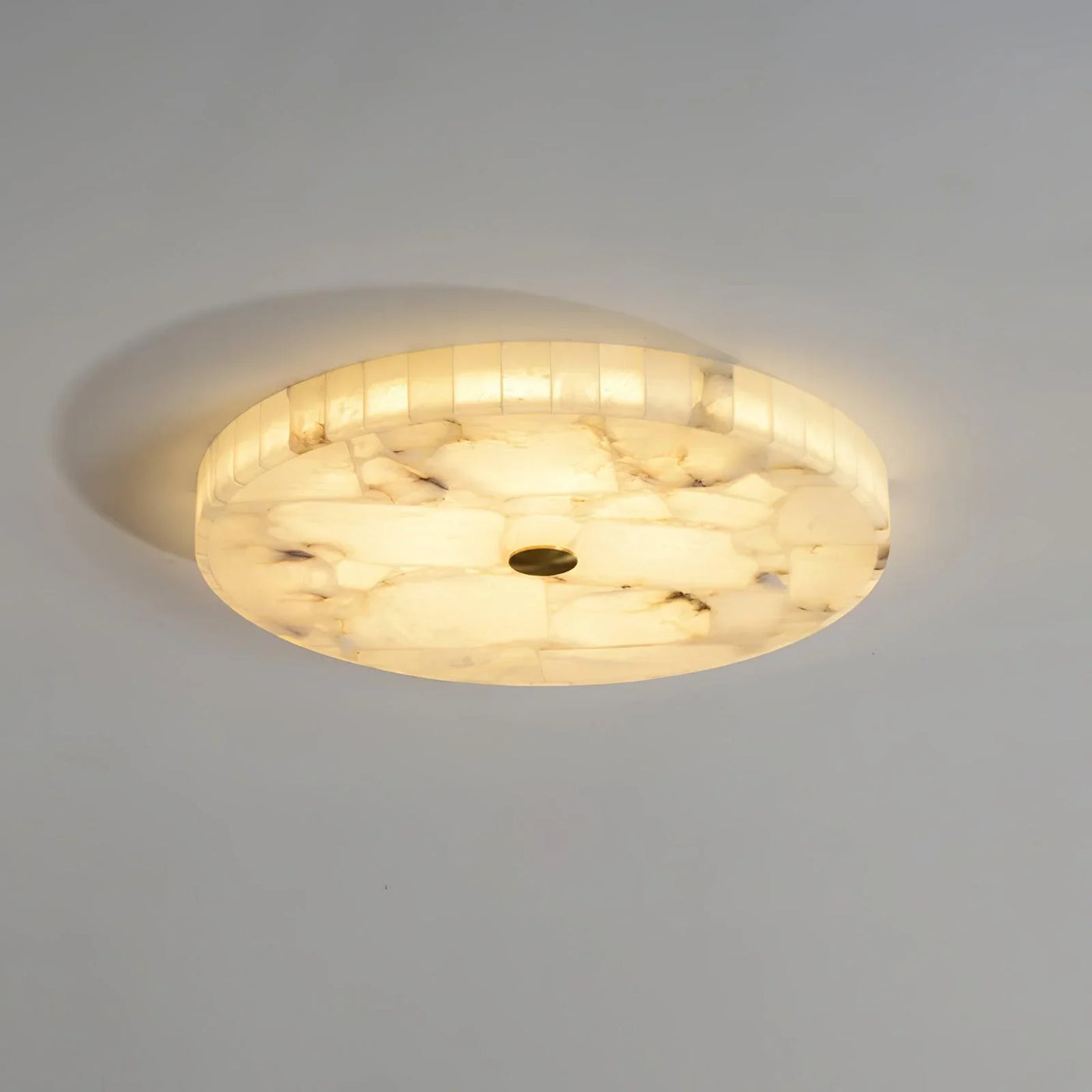Spanish Alabaster Ceiling Light View 11 | Natural Spanish Alabaster Round Ceiling Light | Modern Luxury Lighting | JINSHE | JINSHE