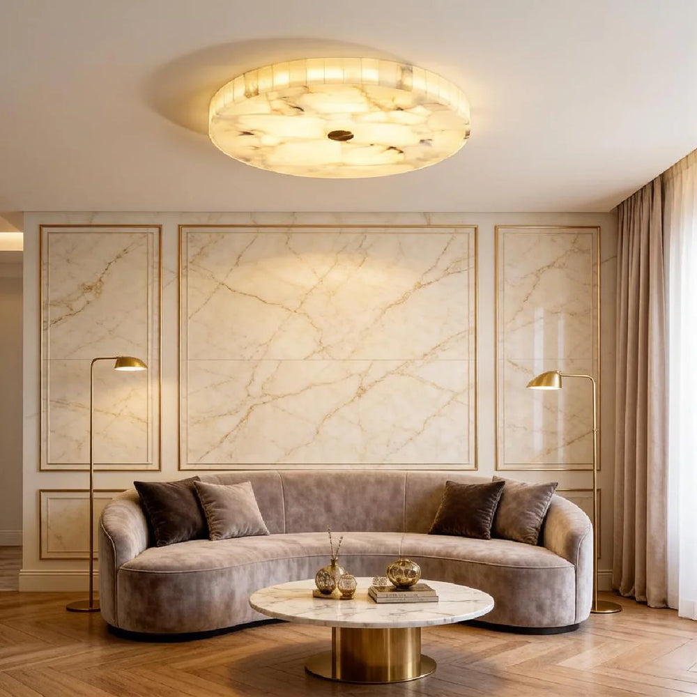 Round Alabaster Ceiling Light
