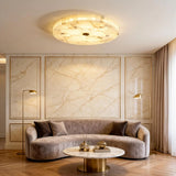 Spanish Alabaster Ceiling Light View 5 | Natural Spanish Alabaster Round Ceiling Light | Modern Luxury Lighting | JINSHE | JINSHE