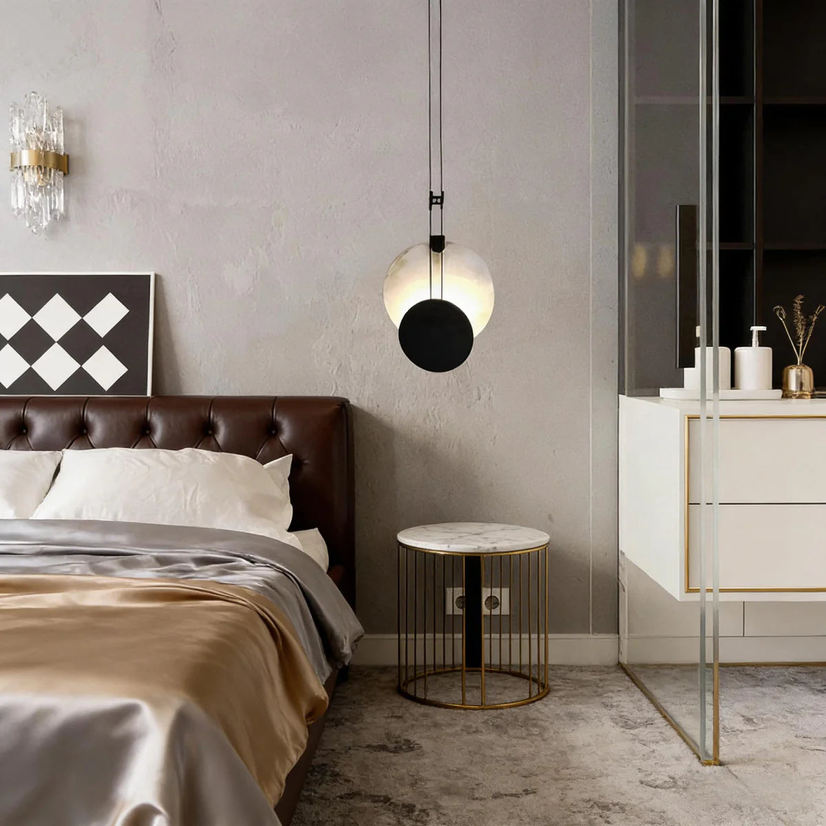 Spanish Alabaster Pendant Light View 2 | Round Pendant Light | Spanish Alabaster | JINSHE | JINSHE
