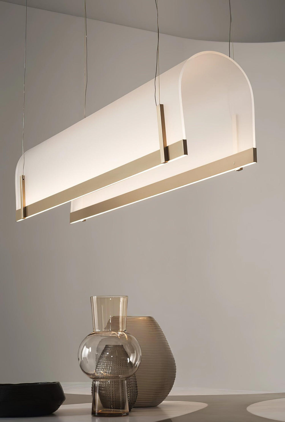 Round Arched Curated Optical Acrylic Chandelier