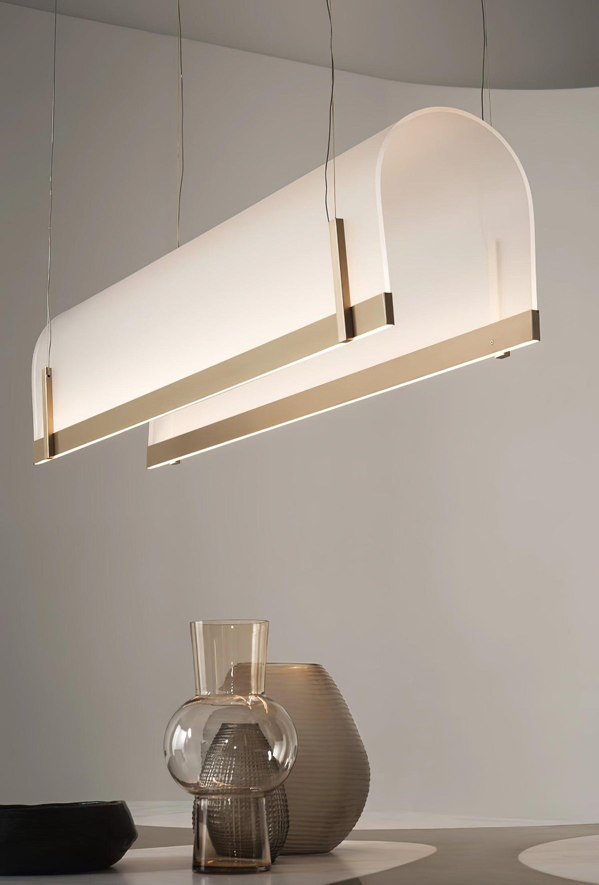Round Arched Curated Optical Acrylic Chandelier – macro detail view