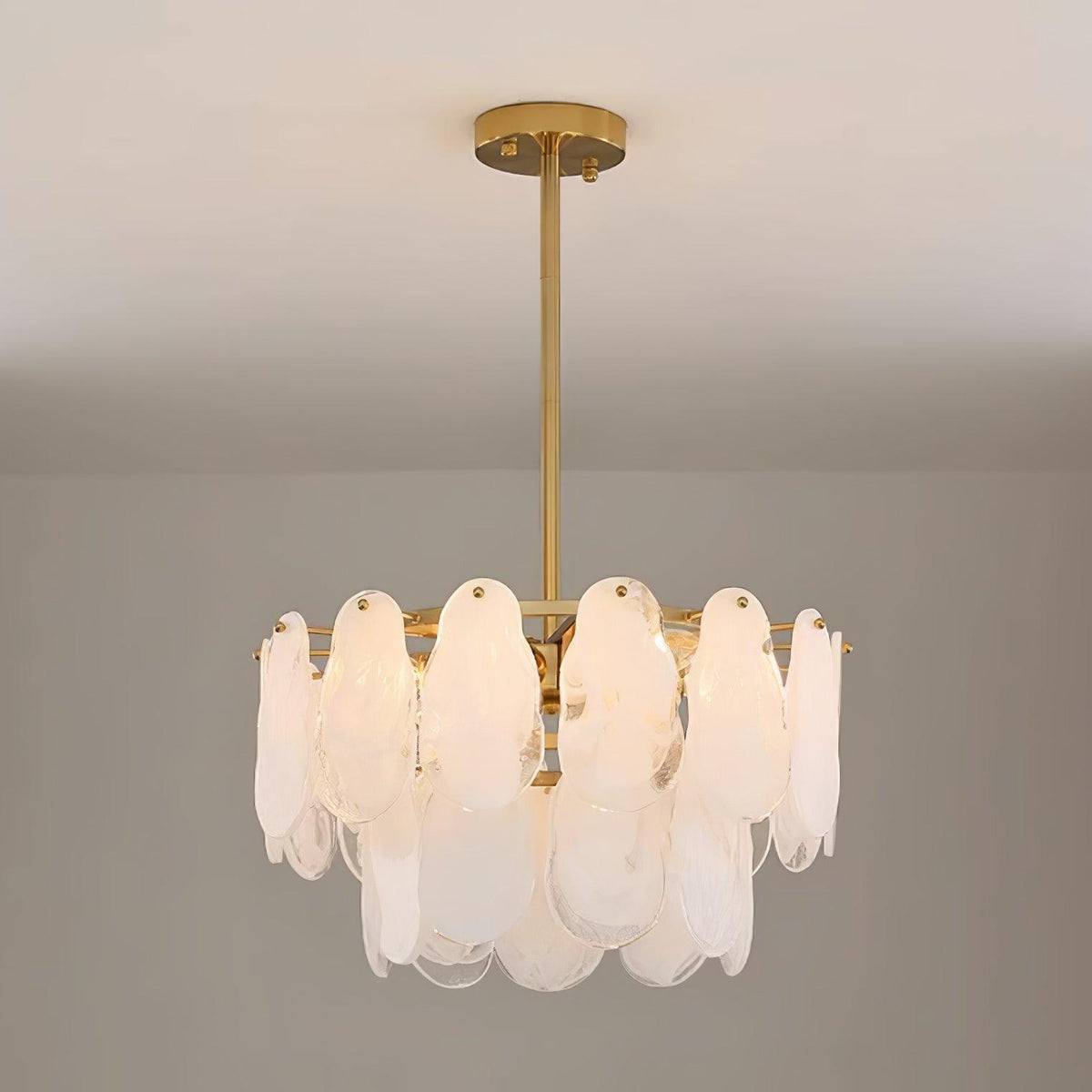 Round Cloud Glass Curated Mouth-Blown Frosted Gl – illuminated warm ambiance setting #1
