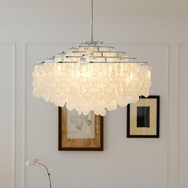 Round Shell Curated Iron & Glass Chandelier