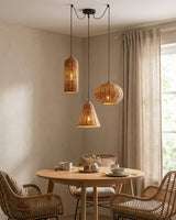 Rovena Curated Woven Rattan Pendant Light – macro detail view #1