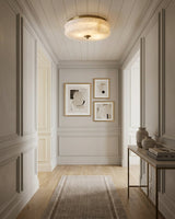 Rowen Alabaster Curated Alabaster Flush Mount Ce warm illuminated room view