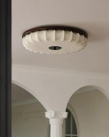 Ruelline Curated Iron & Glass Flush Mount Ceilin – dimensional scale reference