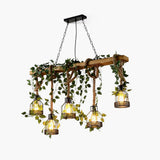 Rustic Wooden Curated Iron & Glass Chandelier – Iron & Glass Chandelier