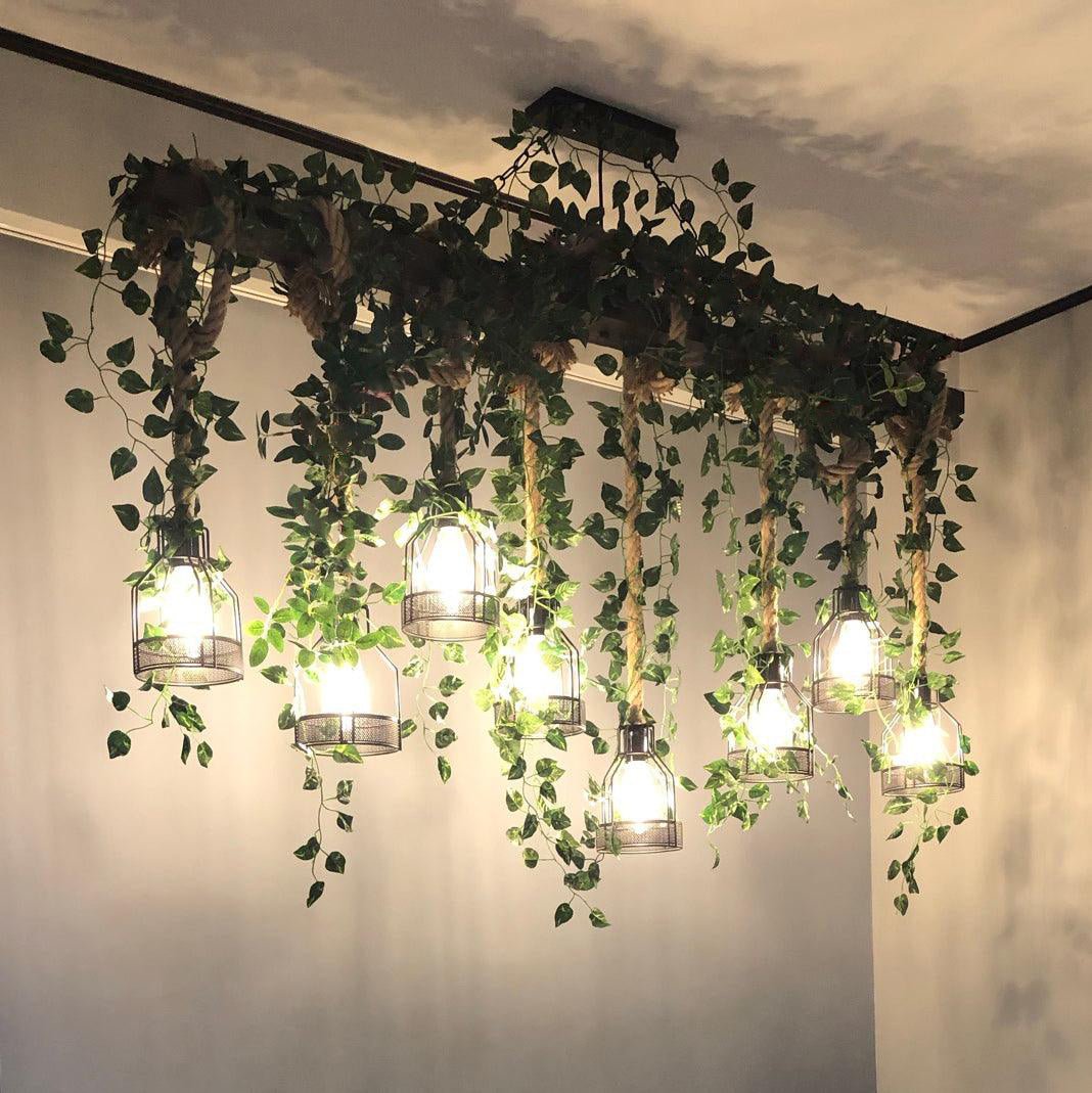 Rustic Wooden Curated Iron & Glass Chandelier – architectural ceiling profile #1