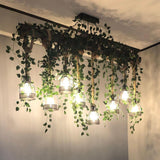 Rustic Wooden Curated Iron & Glass Chandelier – architectural ceiling profile #1