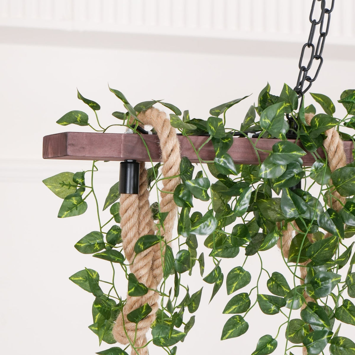 Rustic Wooden Curated Iron & Glass Chandelier – structural canopy joint detail