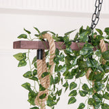 Rustic Wooden Curated Iron & Glass Chandelier – structural canopy joint detail