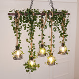 Rustic Wooden Curated Iron & Glass Chandelier – handcrafted surface texture