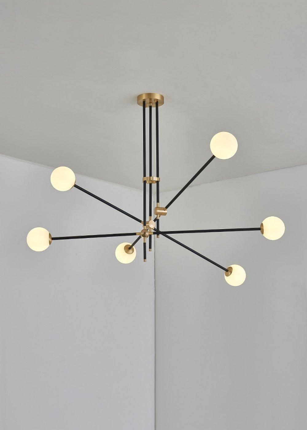 SI Curated Mouth-Blown Frosted Glass Chandelier – side angled contour profile