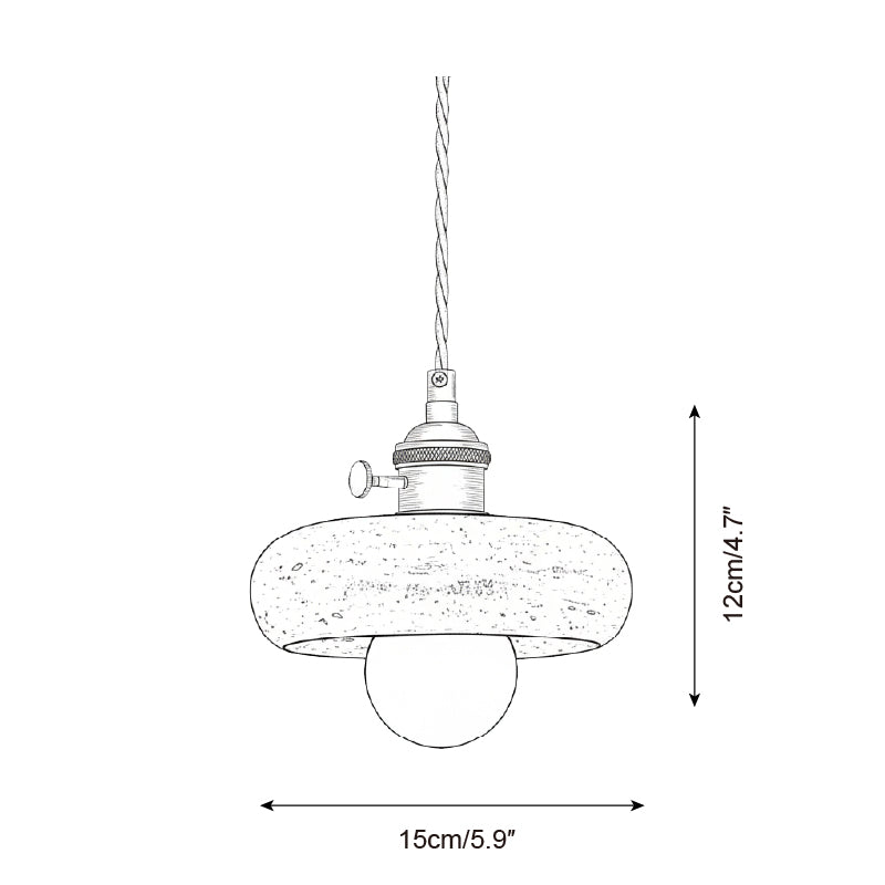 Sable Loop Curated Yellow Travertine Pendant Lig – dimensional scale reference