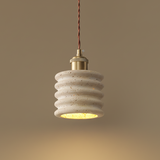 Sable Loop Curated Yellow Travertine Pendant Lig – Model F Dia 12cm x H 18cm  ∅ 4.7 x H 7 finish configuration