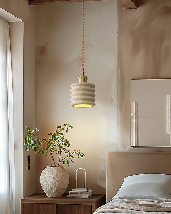 Sable Loop Curated Yellow Travertine Pendant Lig