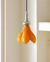 Saffron Curated Mouth-Blown Frosted Glass Pendan – macro detail view