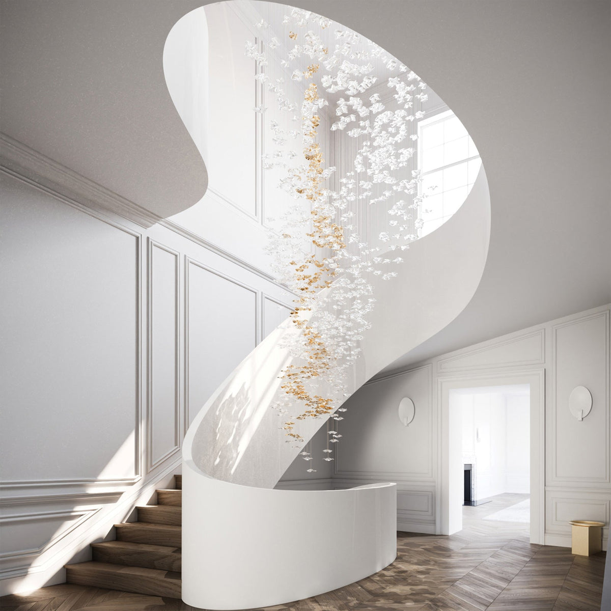 Tidal Stair Chandelier – Ambient Illumination in Luxury Interior Setting View 13
