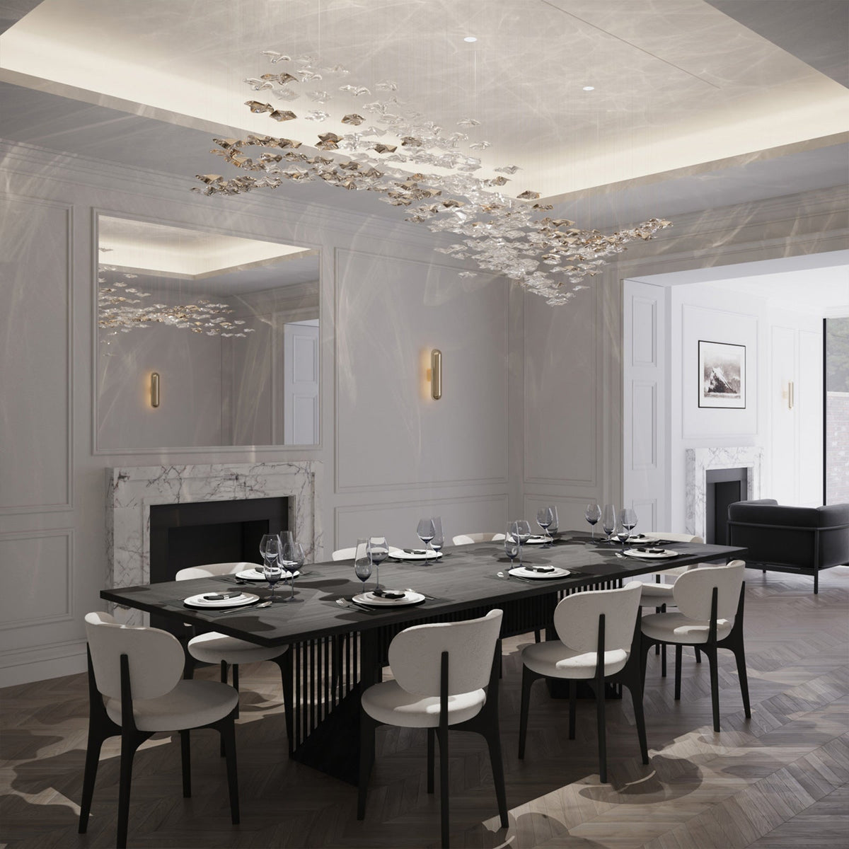 Tidal Art Glass Chandelier – Ambient Illumination in Luxury Interior Setting View 9