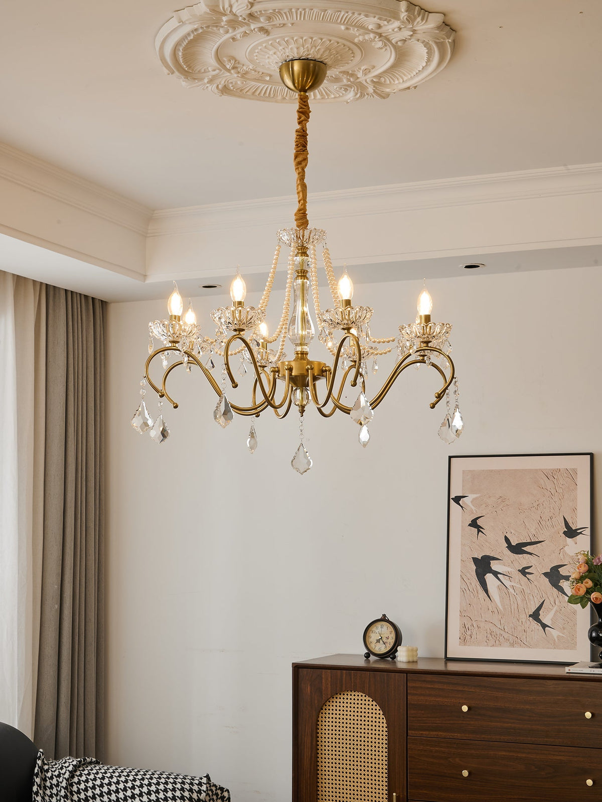 Sapphire Crystal Curated Mouth-Blown Frosted Gla installed in residential dining space